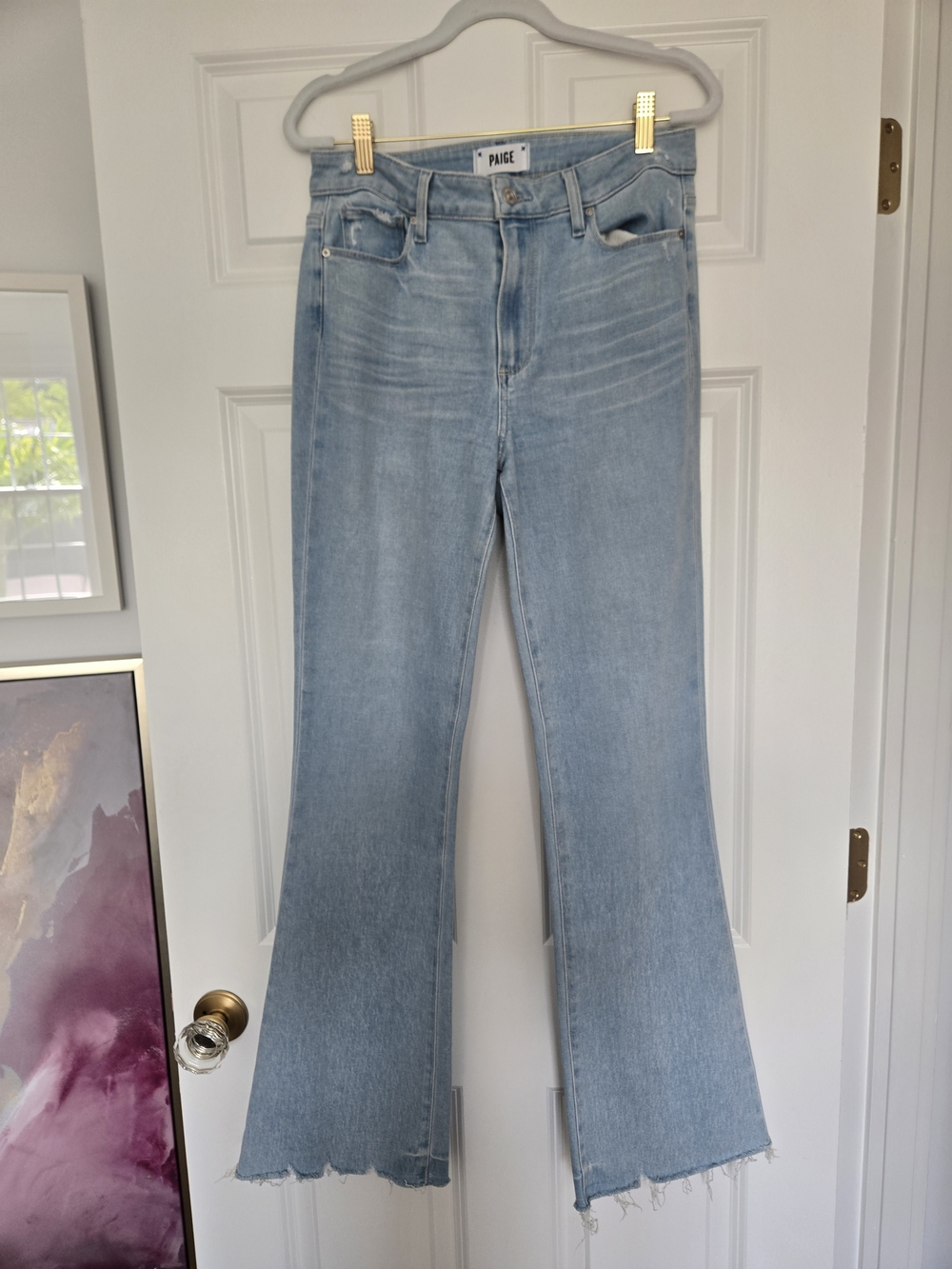 PAIGE Light Wash High-Rise Flare Jeans